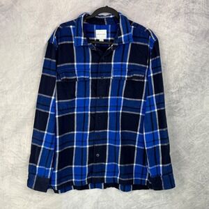 American Eagle Mens Plaid Flannel Shirt Long Sleeve Blue sz XXL Grunge Outdoors